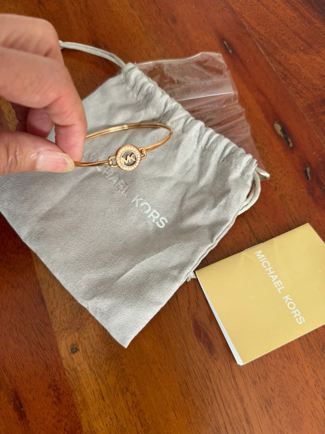 Michael Kors Gold Tone Bangle Bracelet with MK Logo - photo 2