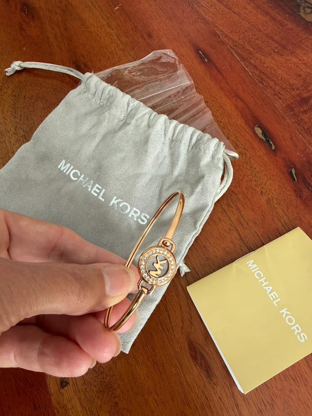 Michael Kors Gold Tone Bangle Bracelet with MK Logo - photo 4