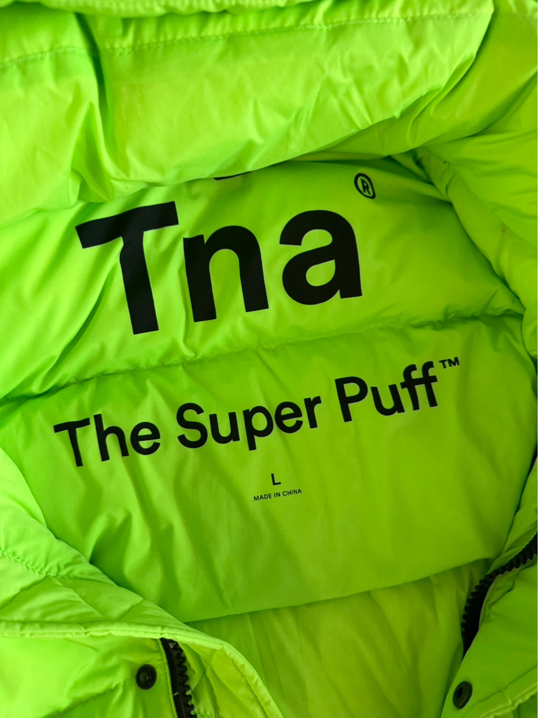 Tna The Super Puff Puffer Jacket - Neon Green - Size L - photo 2