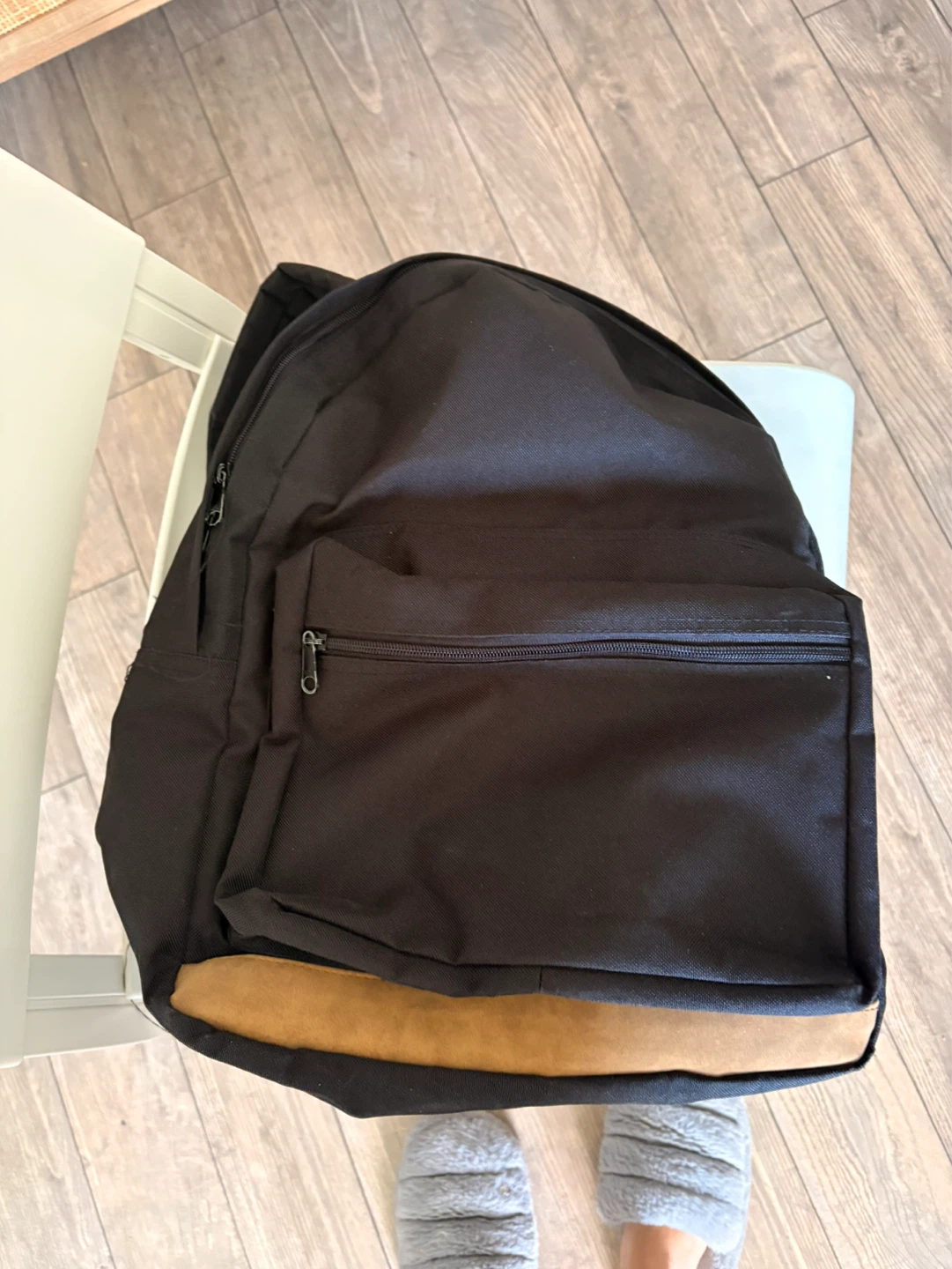 Black Backpack with Faux Leather Accents