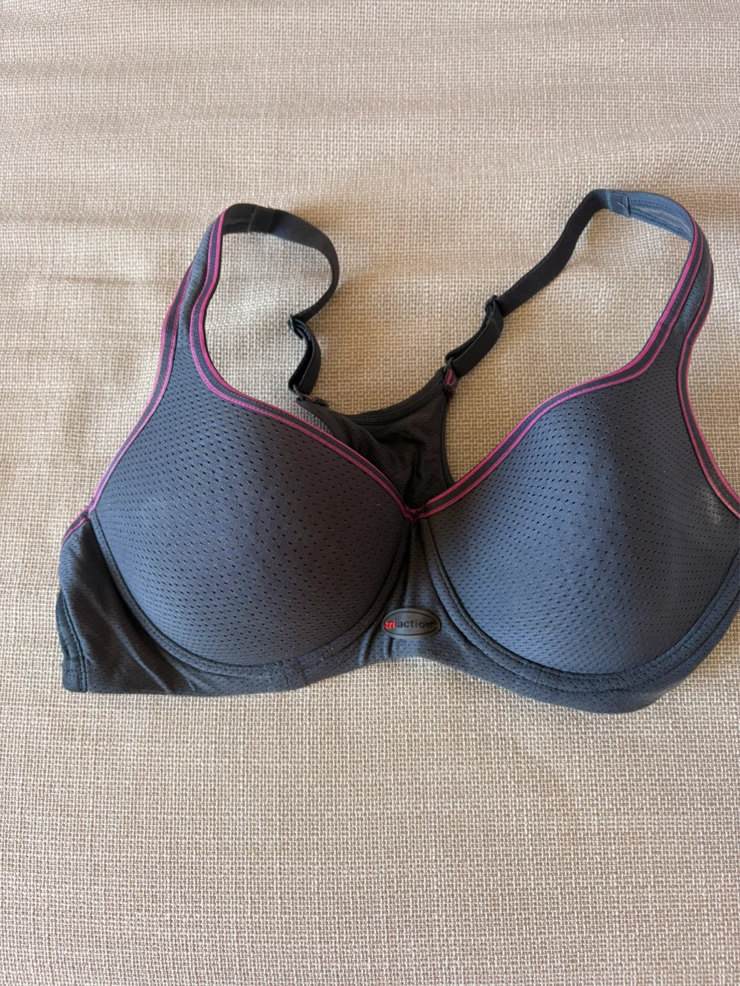 Triaction Sports Bra - Grey with Pink Trim