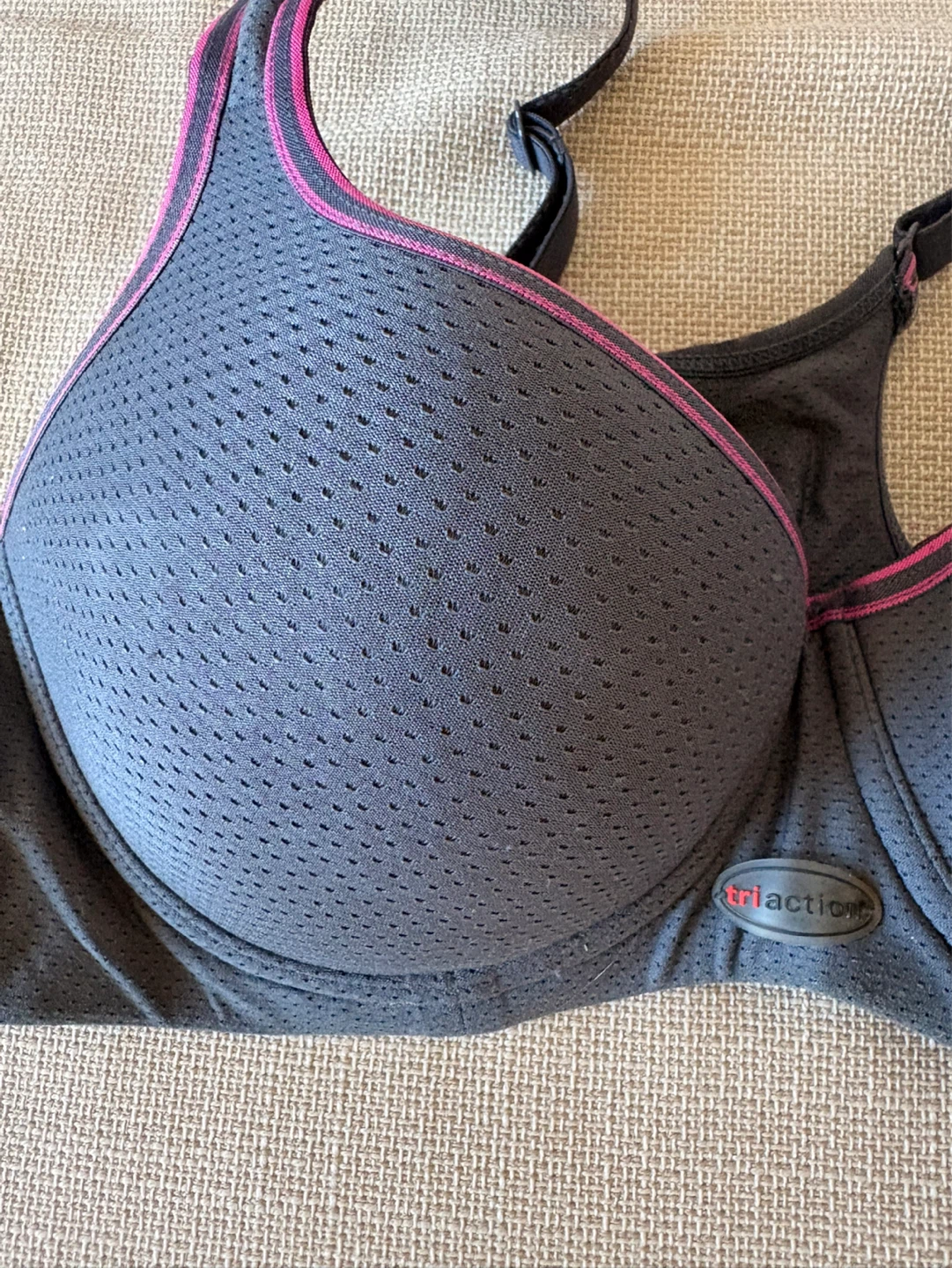 Triaction Sports Bra - Grey with Pink Trim - photo 3