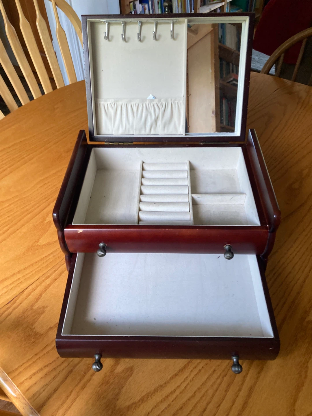 Wooden Jewelry Box with Mirror and Drawers - photo 2