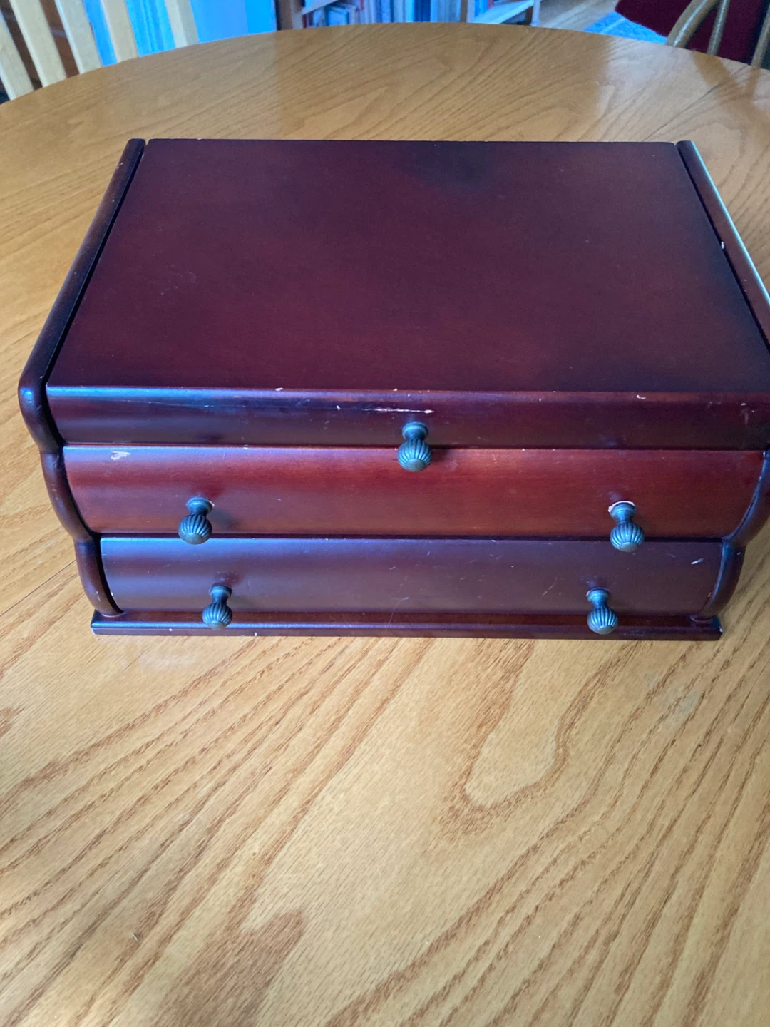 Wooden Jewelry Box with Mirror and Drawers
