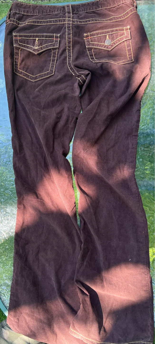 Vintage Brown Corduroy Jeans with unique stitching - photo 2