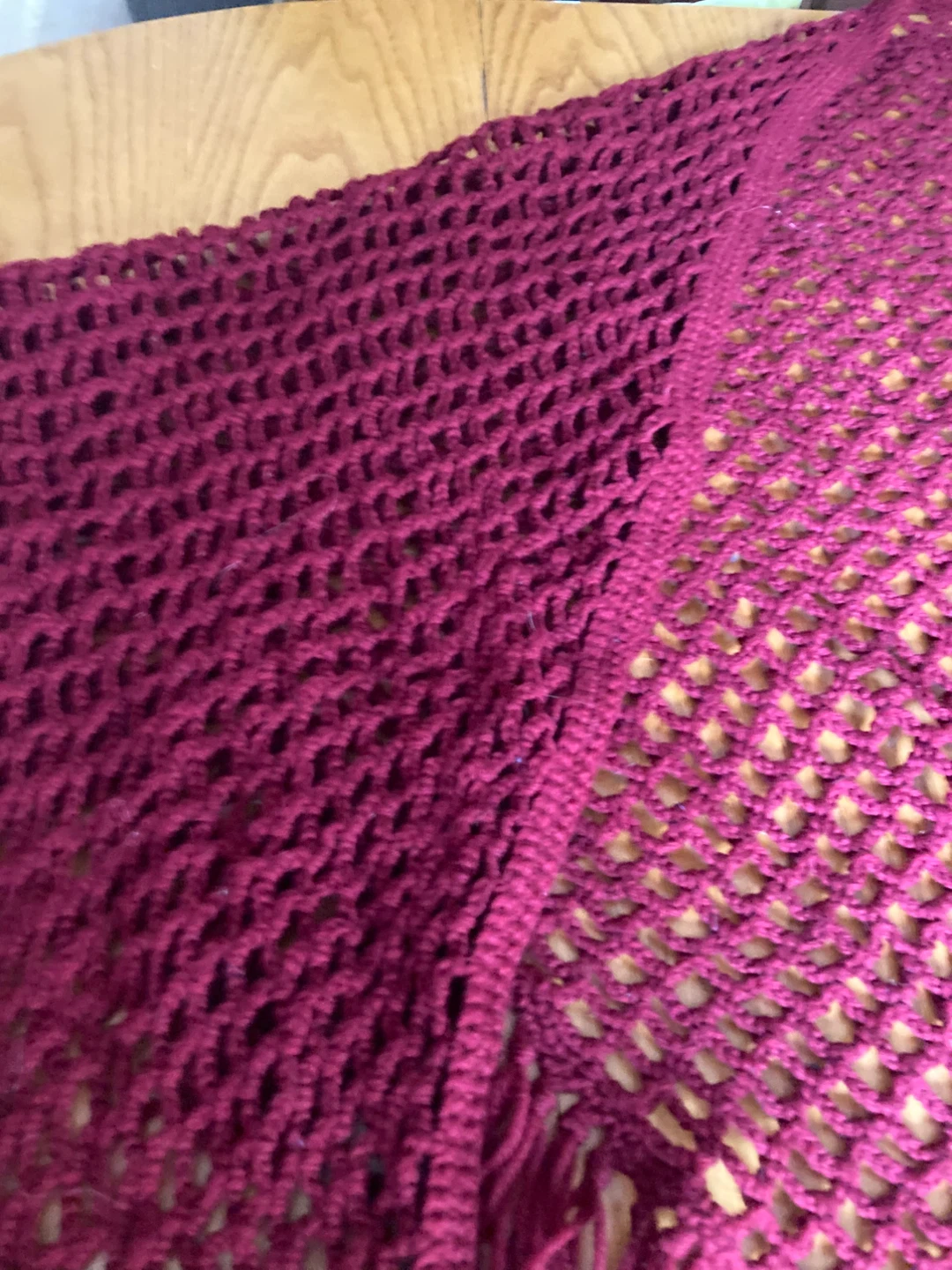 Handmade Crocheted Shawl - Burgundy - photo 2