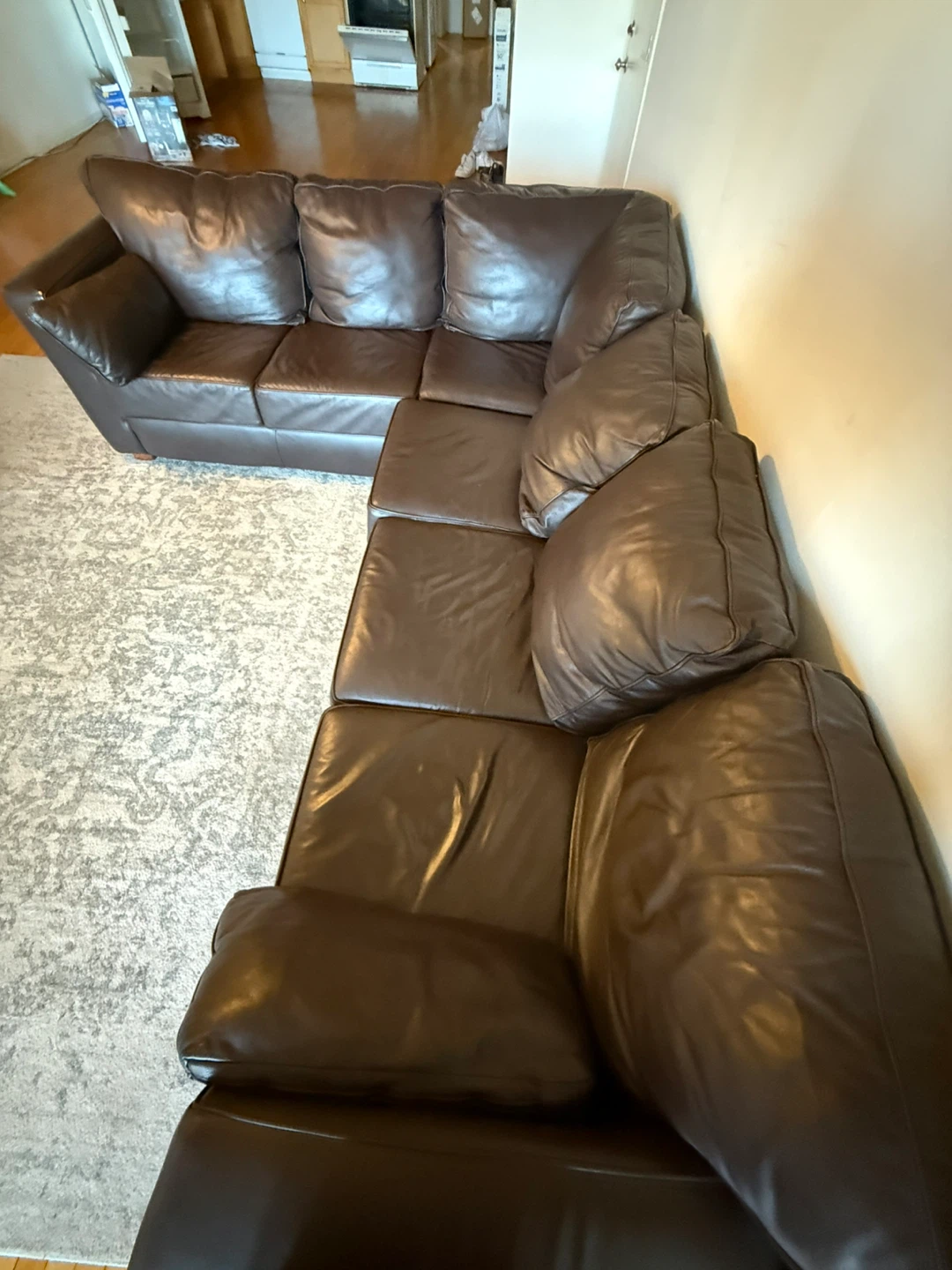 Brown Leather Sectional Sofa - photo 3