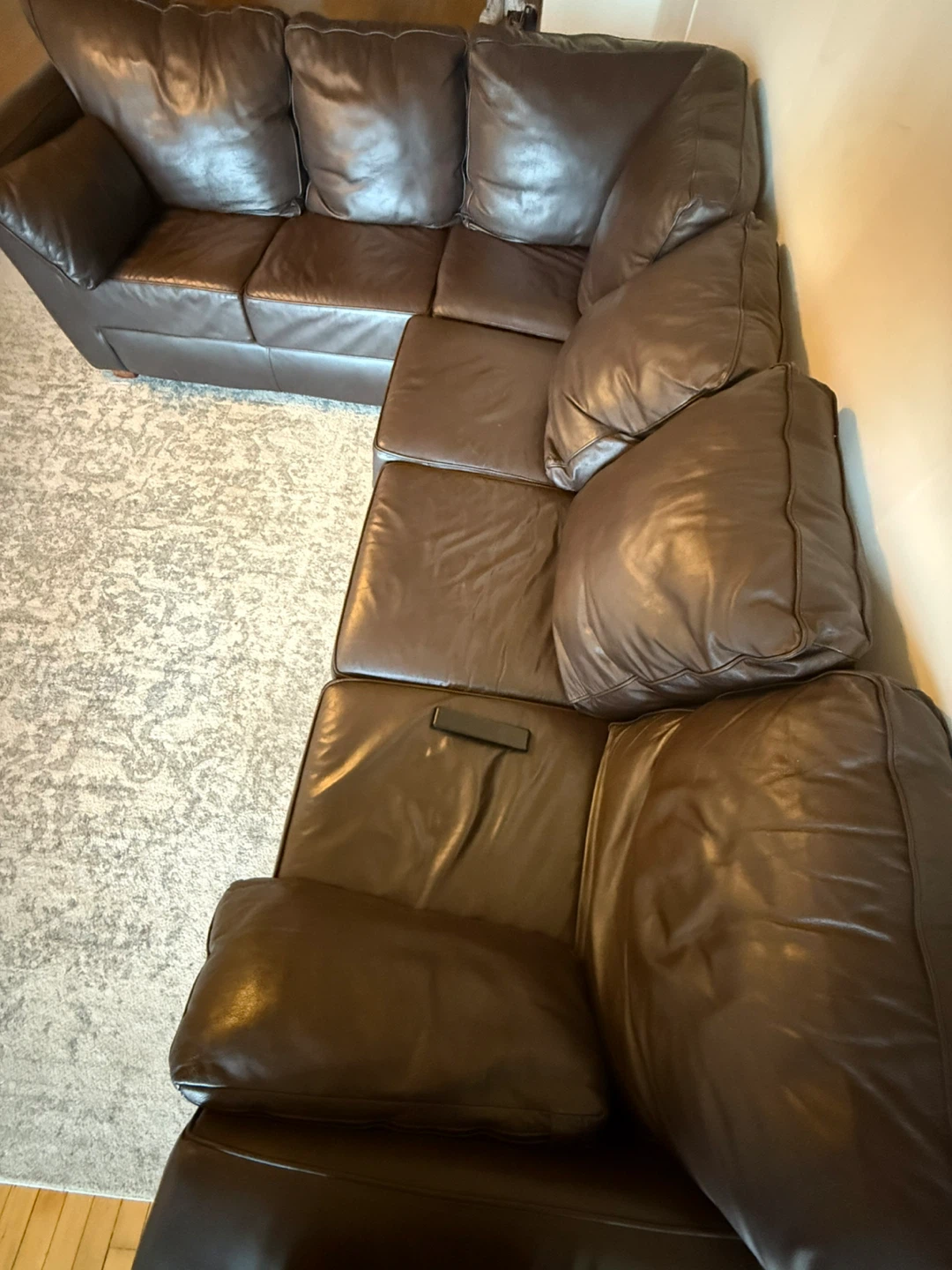 Brown Leather Sectional Sofa - photo 5