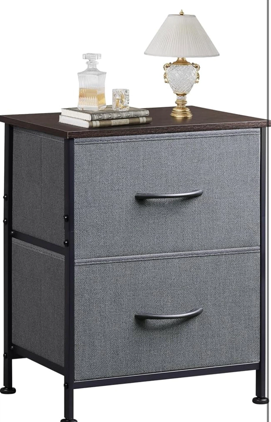 2-Drawer Fabric Dresser with Wooden Top