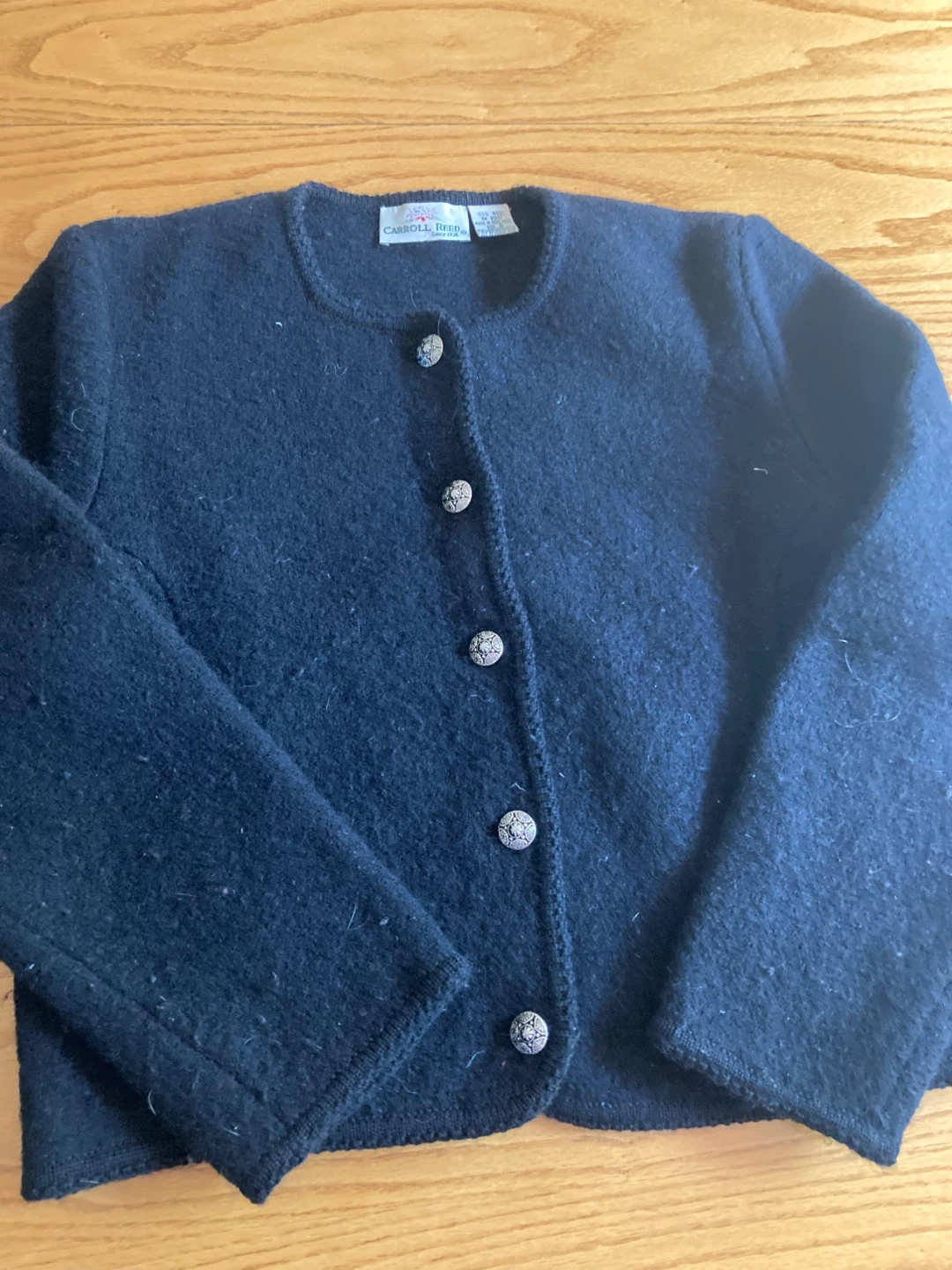 Carroll Reed Black Wool Cardigan - Size 6