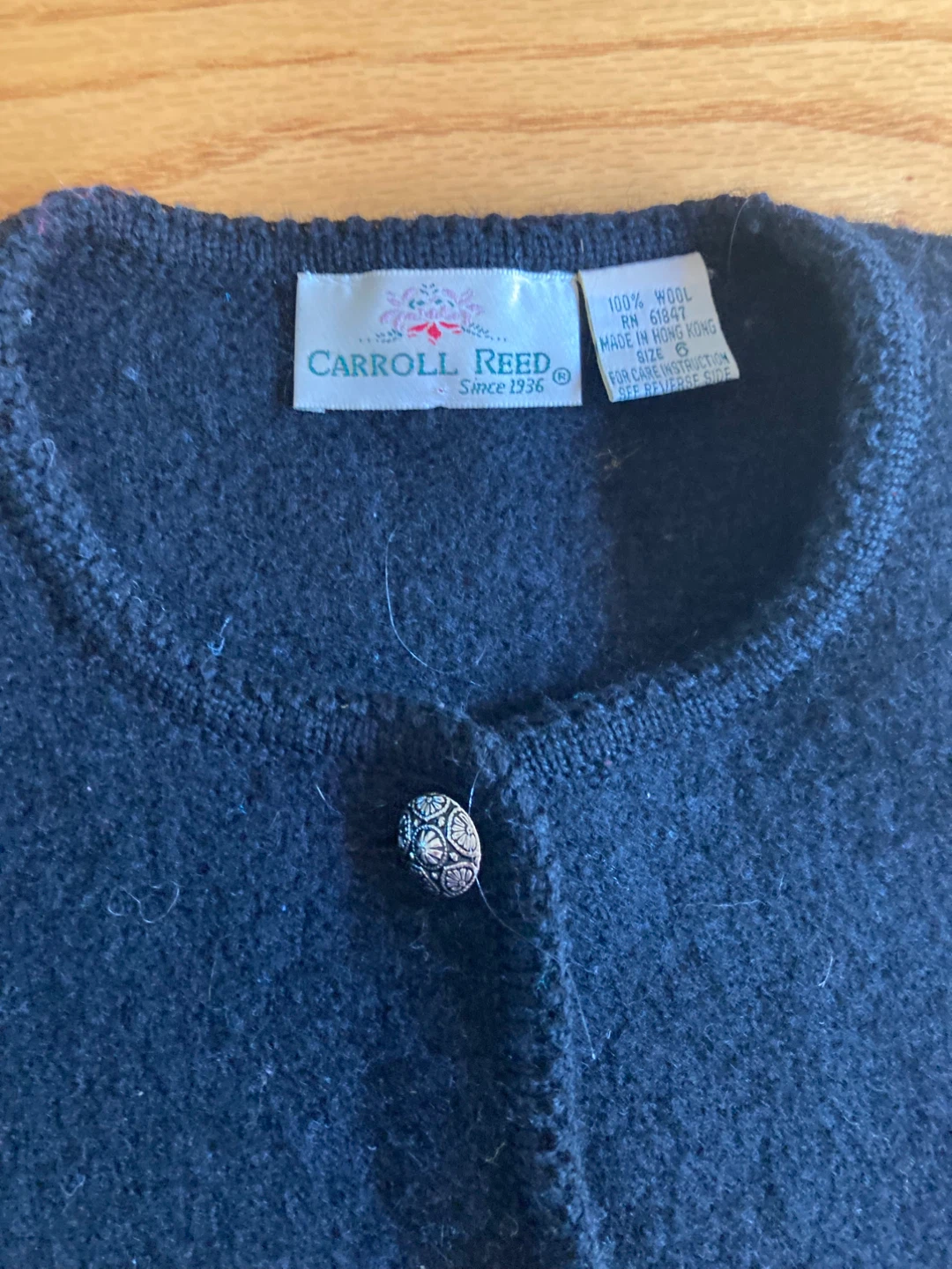 Carroll Reed Black Wool Cardigan - Size 6 - photo 2