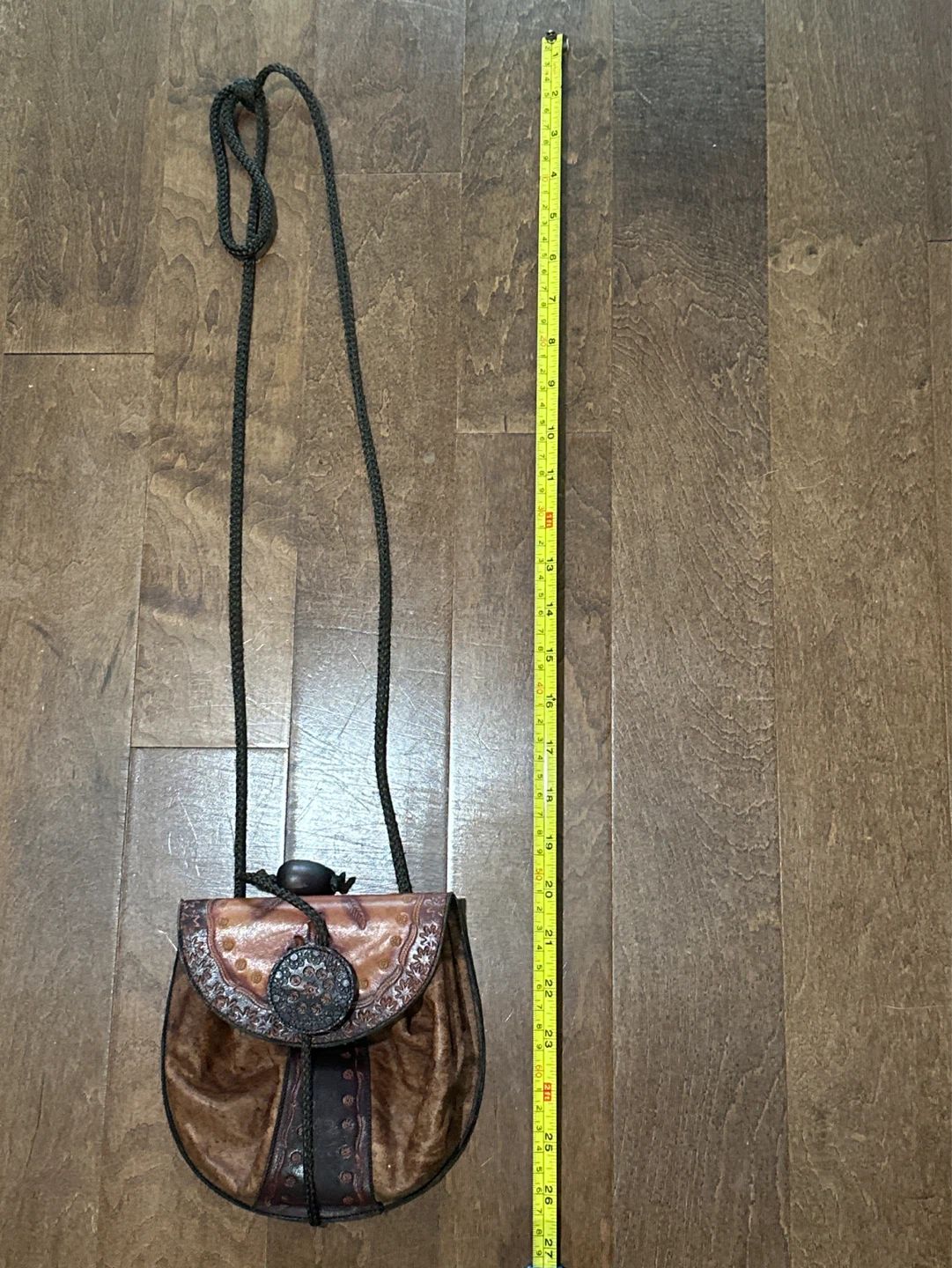 Vintage Leather Drawstring Pouch Bag - photo 3