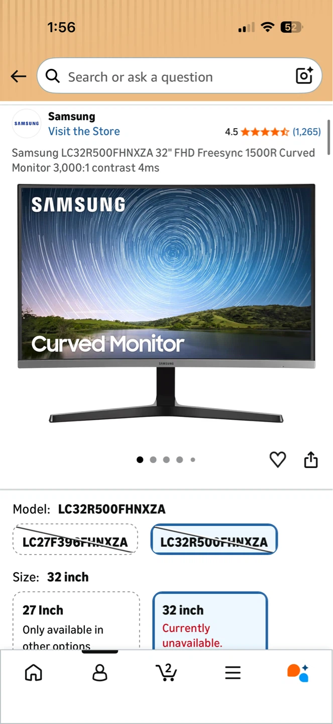Samsung LC32R500FHNXZA 32" FHD Curved Monitor