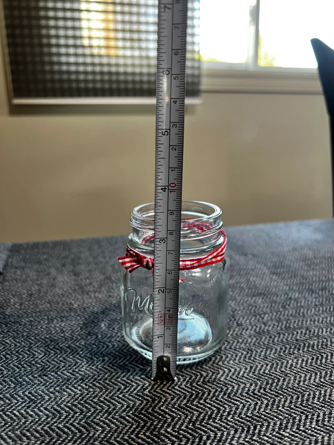 Mason Jar Candle Holder with Gingham Ribbon - photo 4