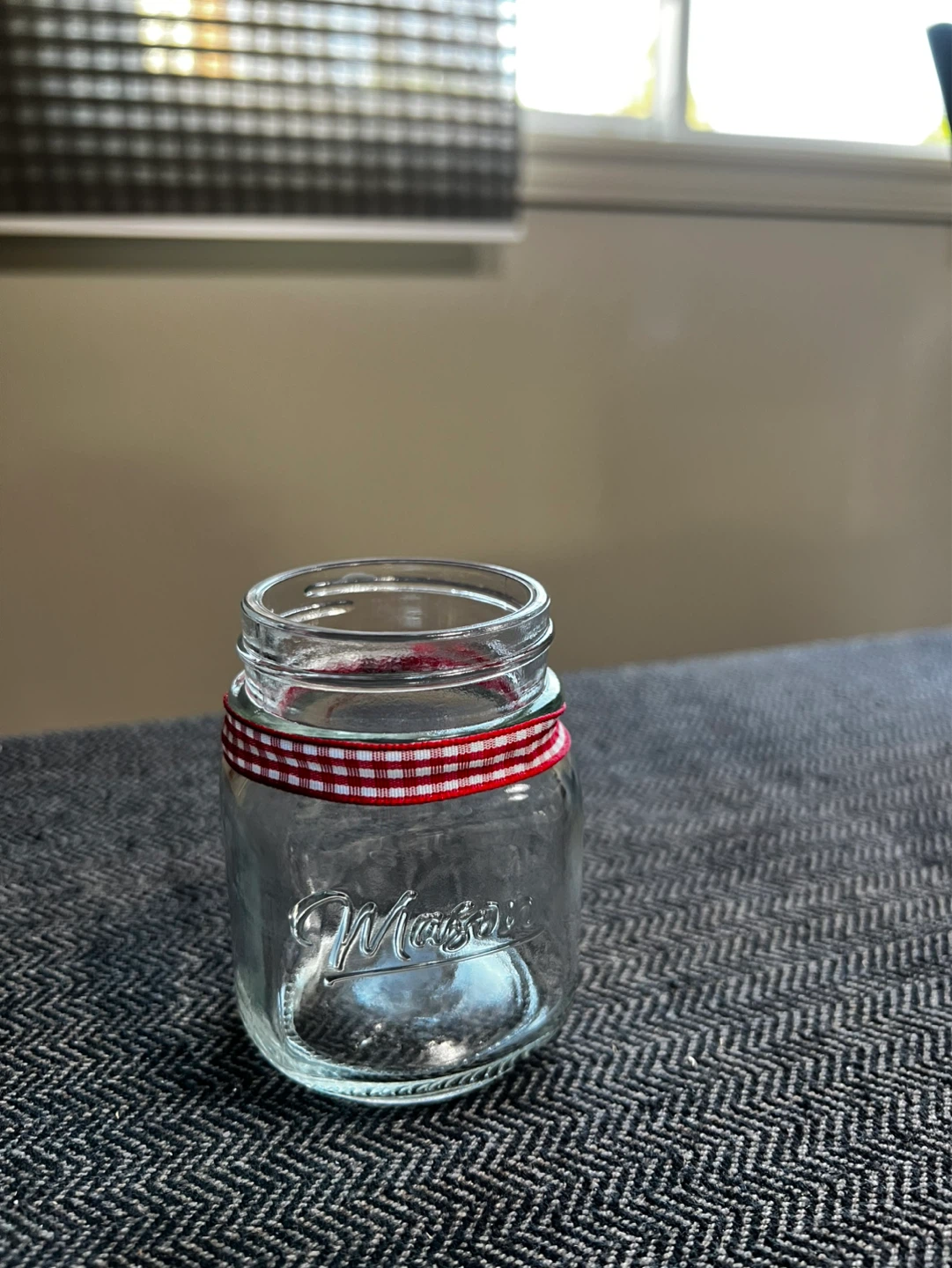Mason Jar Candle Holder with Gingham Ribbon - photo 2