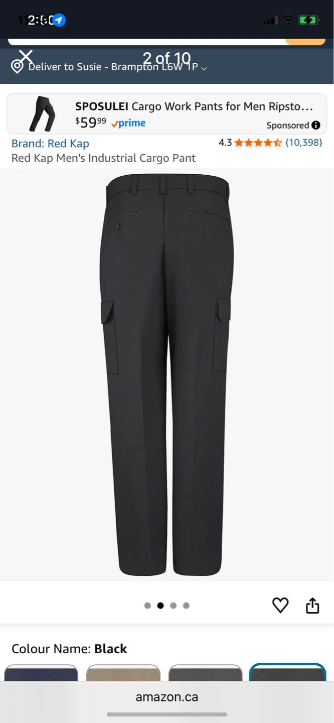 Red Kap Men's Industrial Black Cargo Pants W 42 L 32 - photo 2