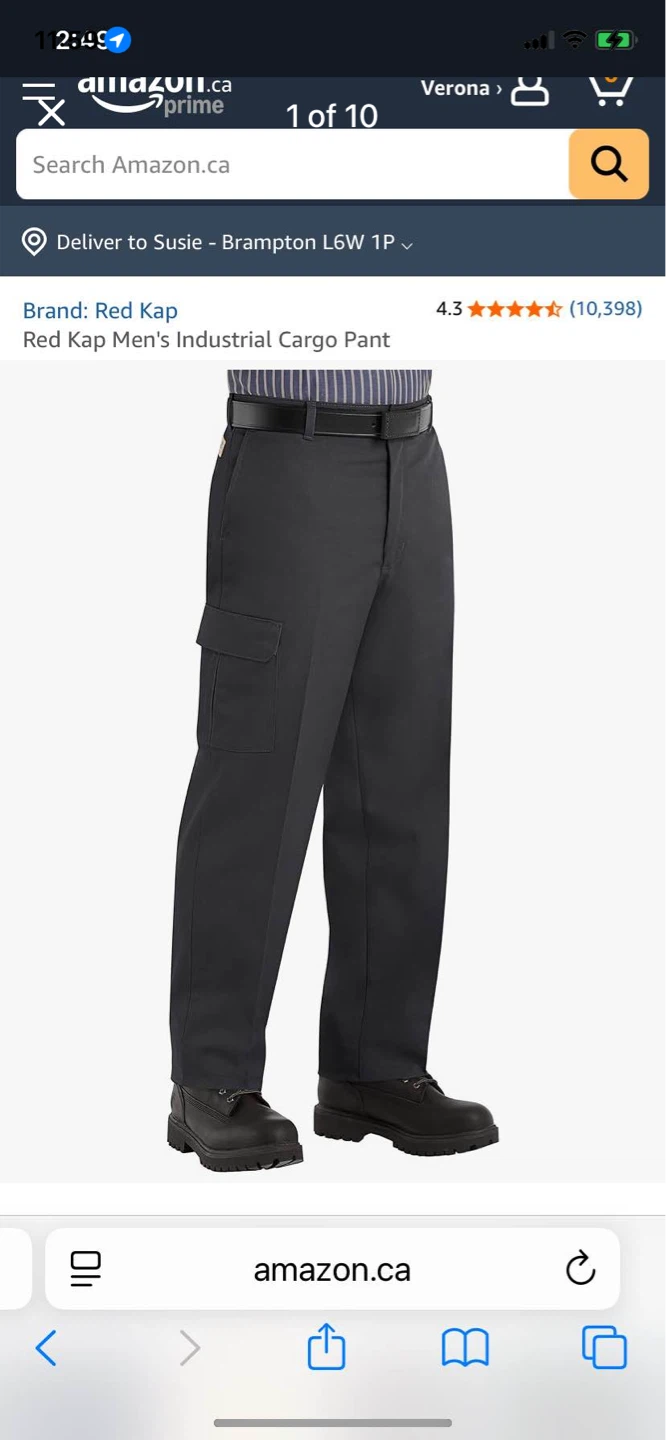 Red Kap Men's Industrial Black Cargo Pants W 42 L 32