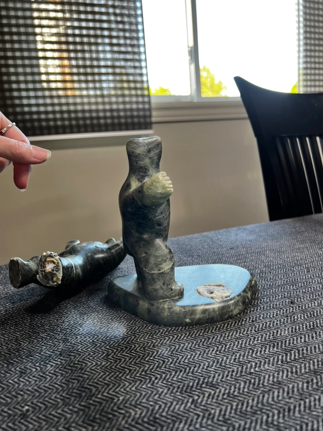 Soap Stone Carving Sculpture - Inuit Style Bear and Figure - photo 3