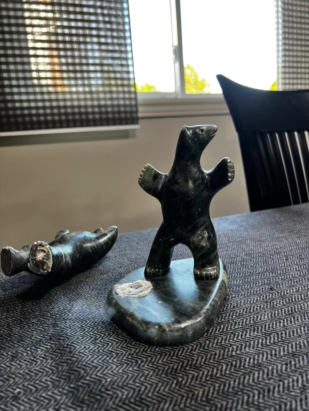 Soap Stone Carving Sculpture - Inuit Style Bear and Figure - photo 2