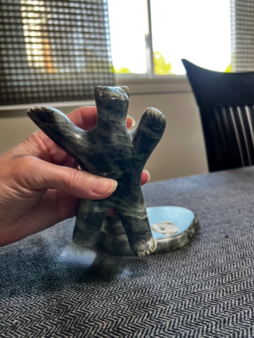 Soap Stone Carving Sculpture - Inuit Style Bear and Figure - photo 5
