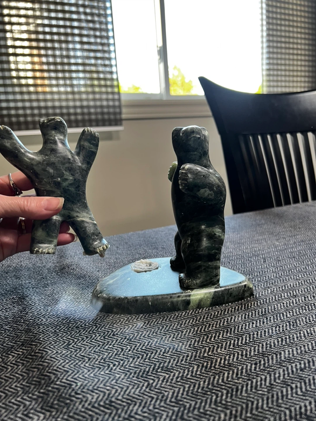 Soap Stone Carving Sculpture - Inuit Style Bear and Figure