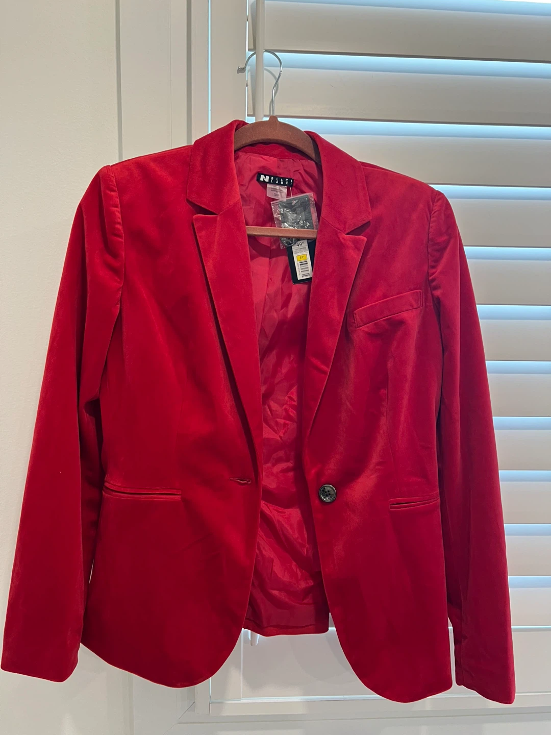 Black Label Velvet Blazer - Red, Size S/P - photo 2