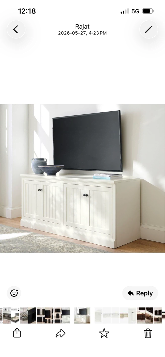 New White Media Console with Doors