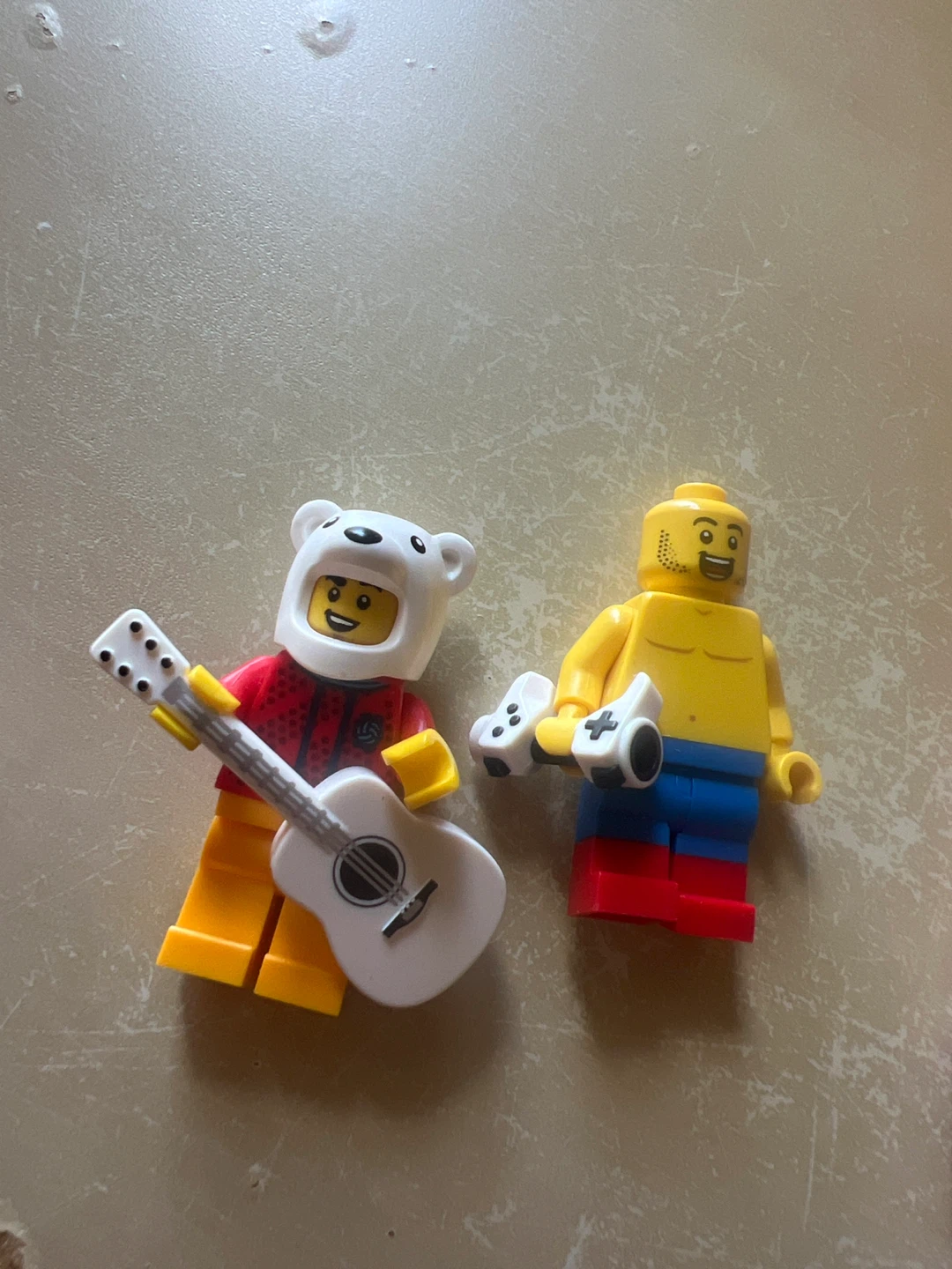 Lego Minifigures with Guitar and Video Game Controllers