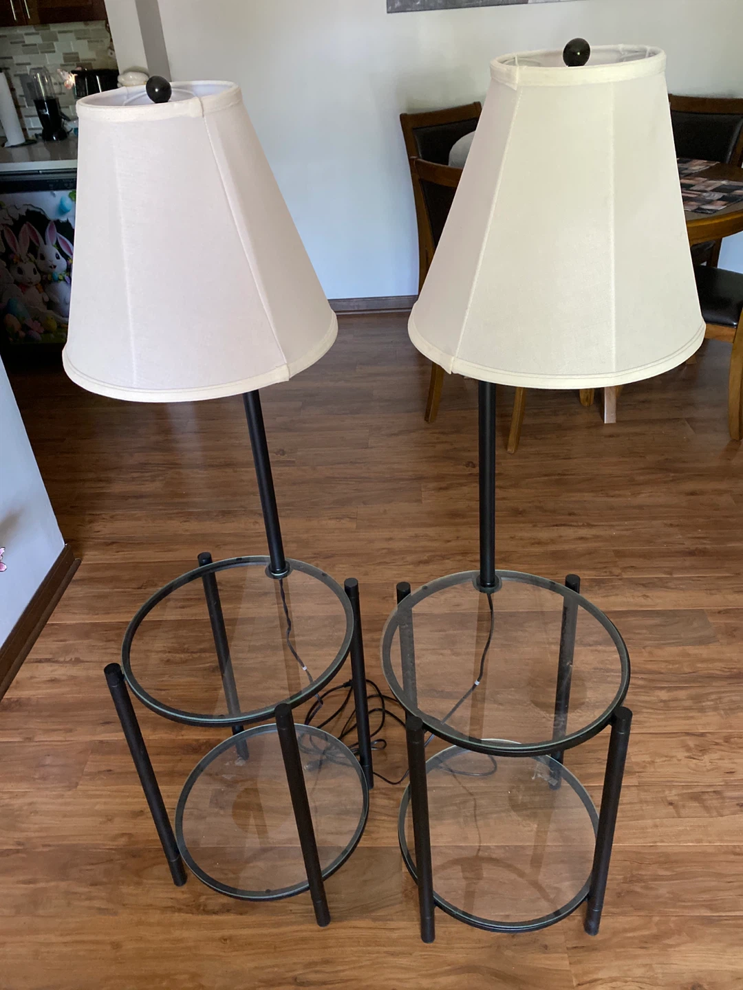 Set of 2 Tiered Glass Accent Table Lamps