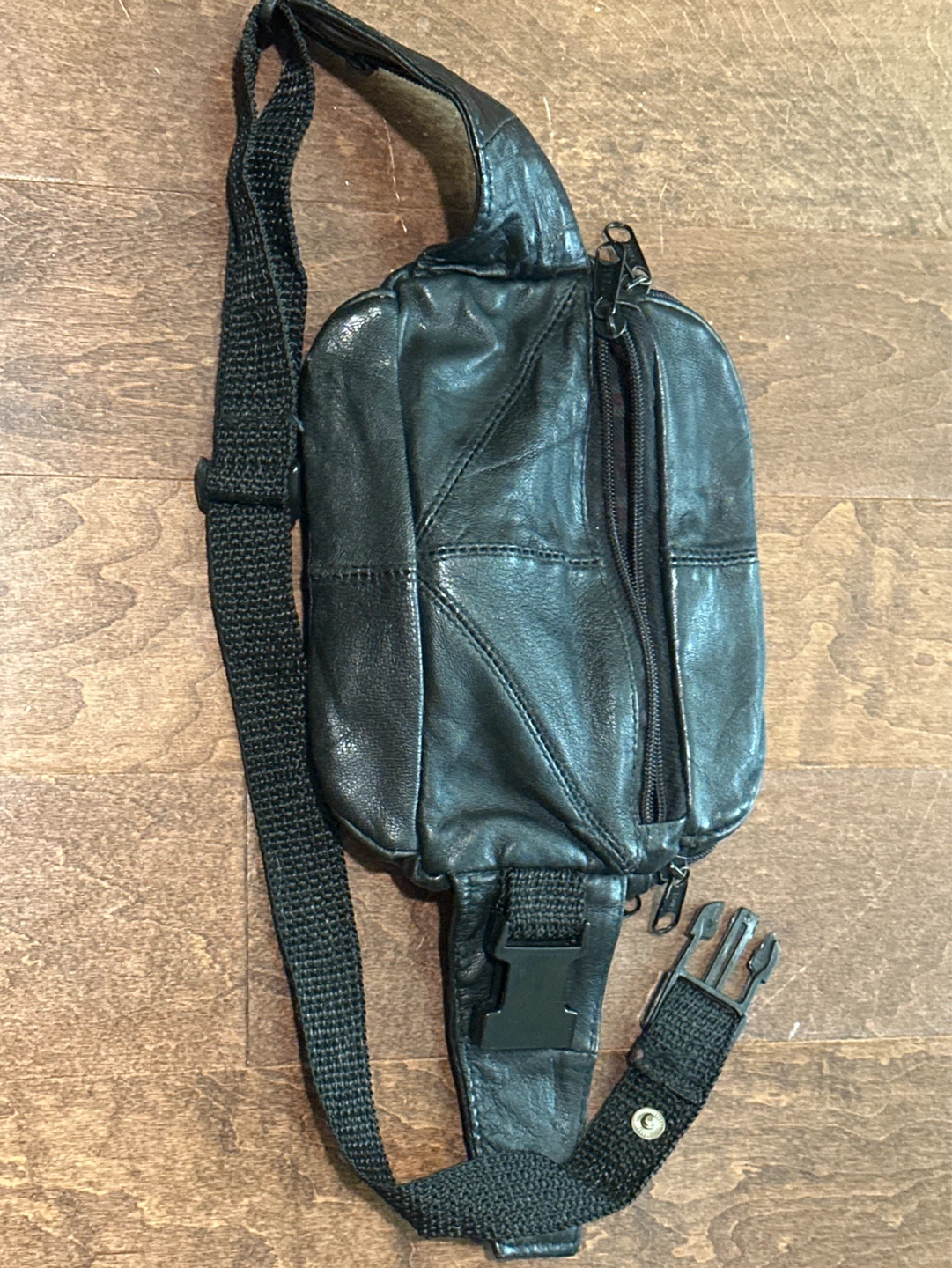 Black Leather Fanny Pack