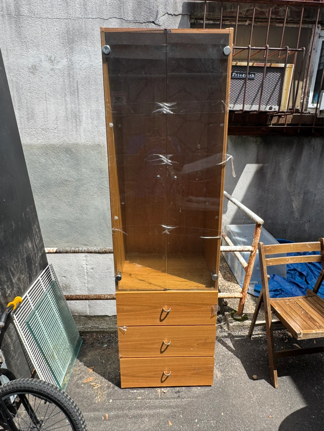 Display Cabinet with Glass Doors and Drawers
