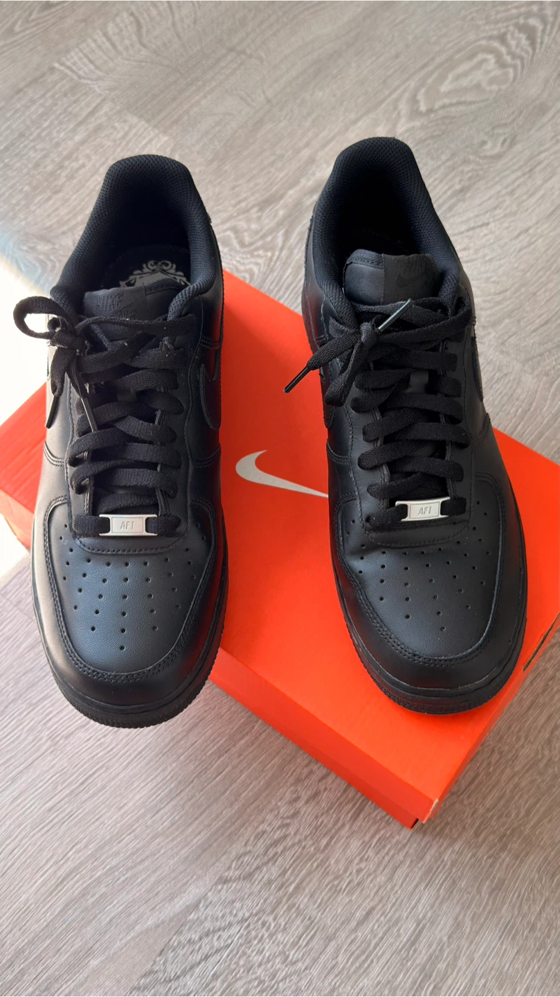 Nike Air Force 1 Black Leather Sneakers 10.5