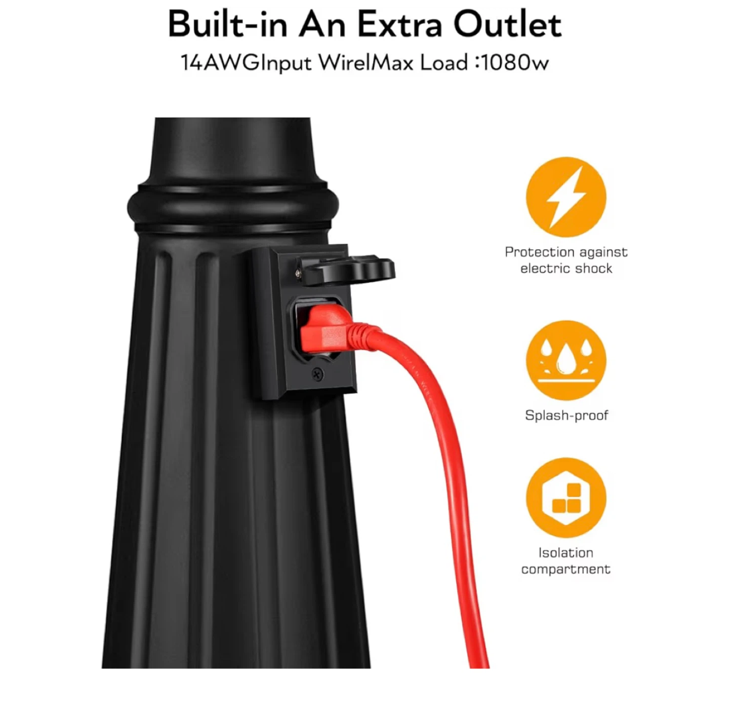 3-Head Outdoor Lamp Post with Dusk to Dawn Sensor and Outlet - photo 3