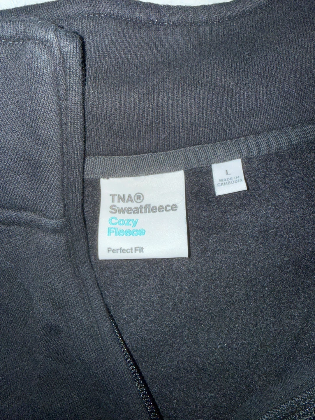LARGE TNA Black Cozy Fleece Quarter Zip Sweatshirt Size L - photo 2
