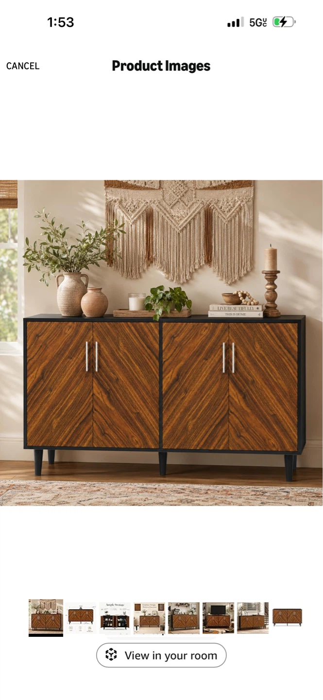 Mid-Century Modern Sideboard with Chevron Pattern