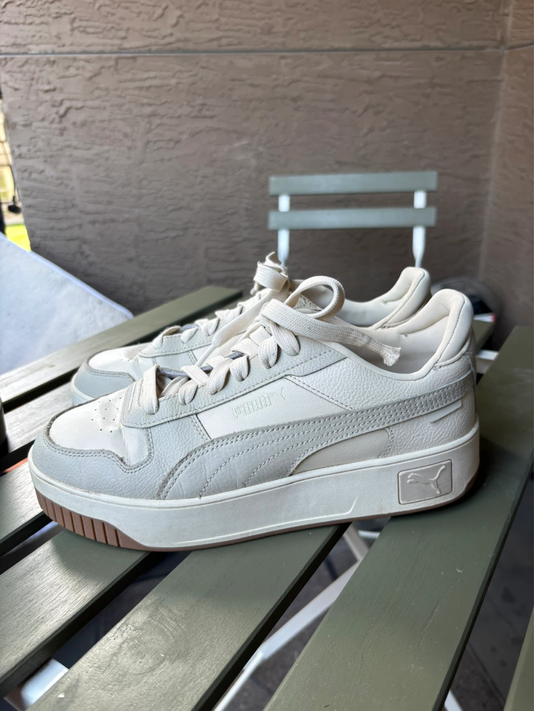 Puma White and Grey Leather Sneakers - photo 3