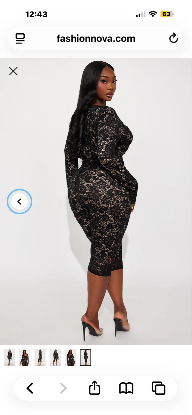 XL Fashion Nova Black Lace Long Sleeve Ruched Top & Pants Set - photo 2