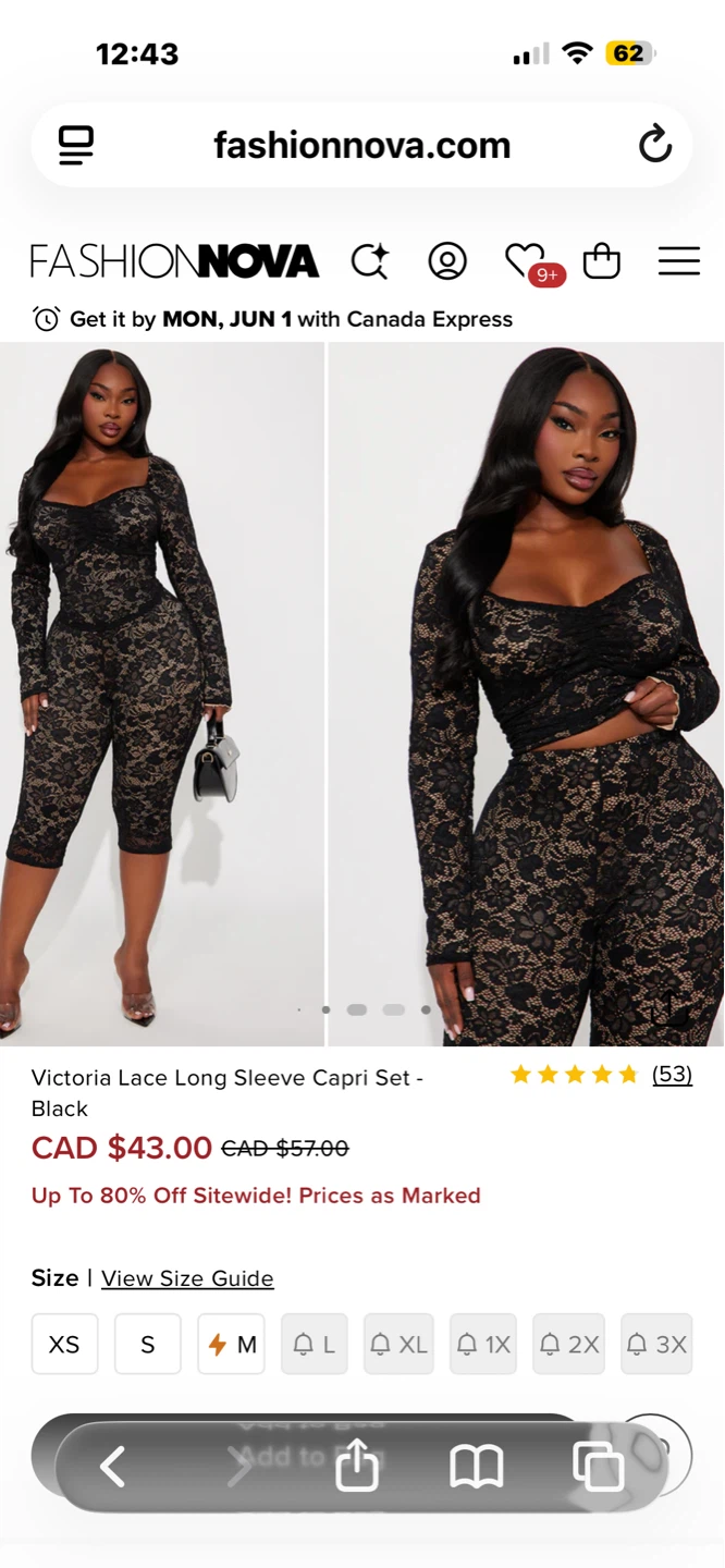XL Fashion Nova Black Lace Long Sleeve Ruched Top & Pants Set - photo 3