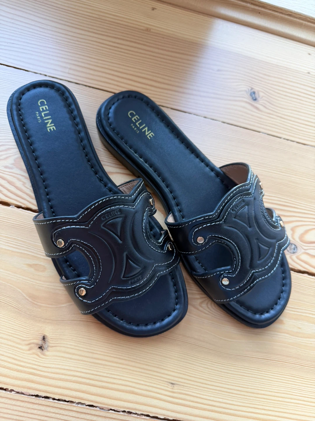 Black Leather Sandals - Size 36