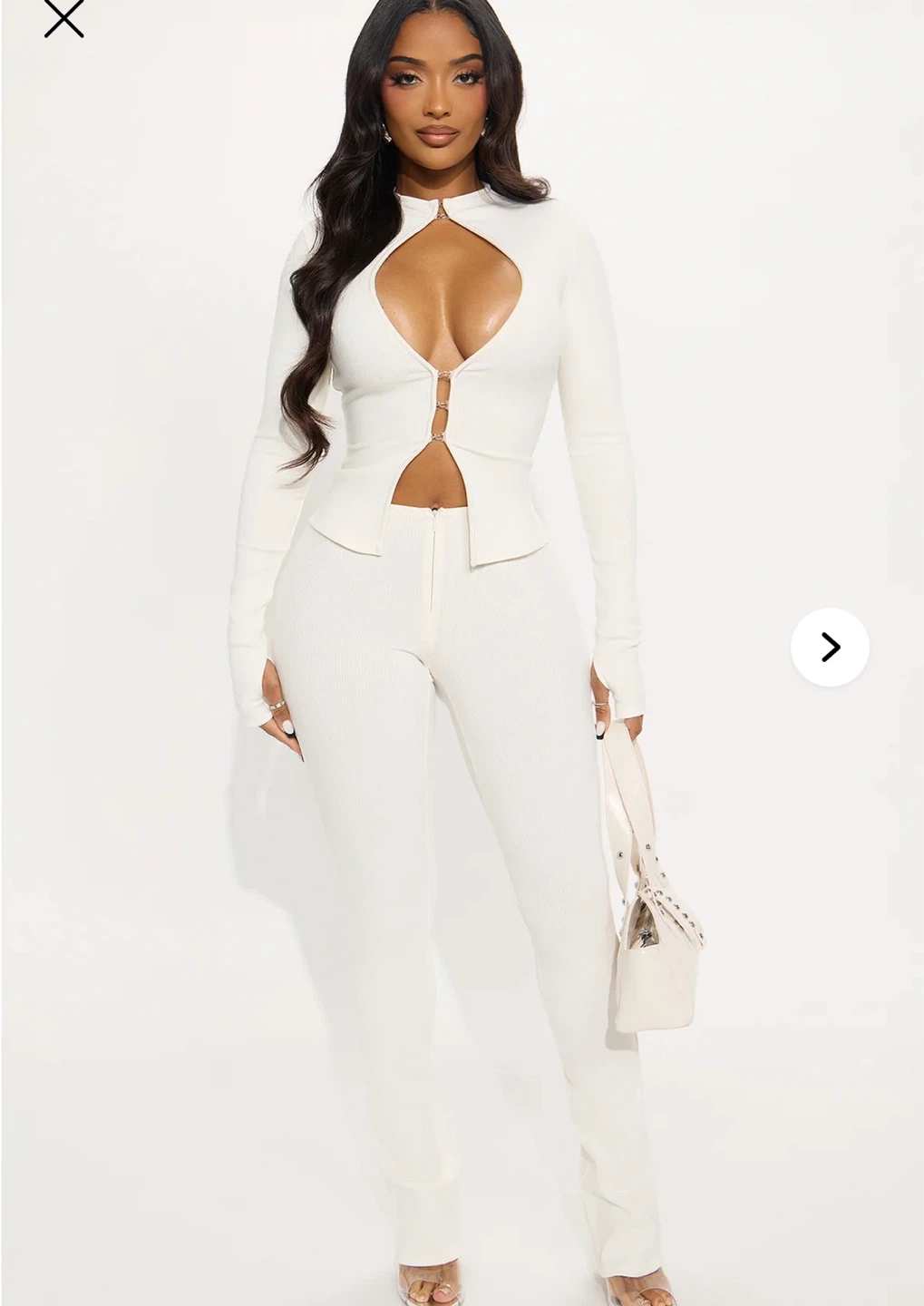 XL Fashion Nova Samira Snatched Pant Set - Off White