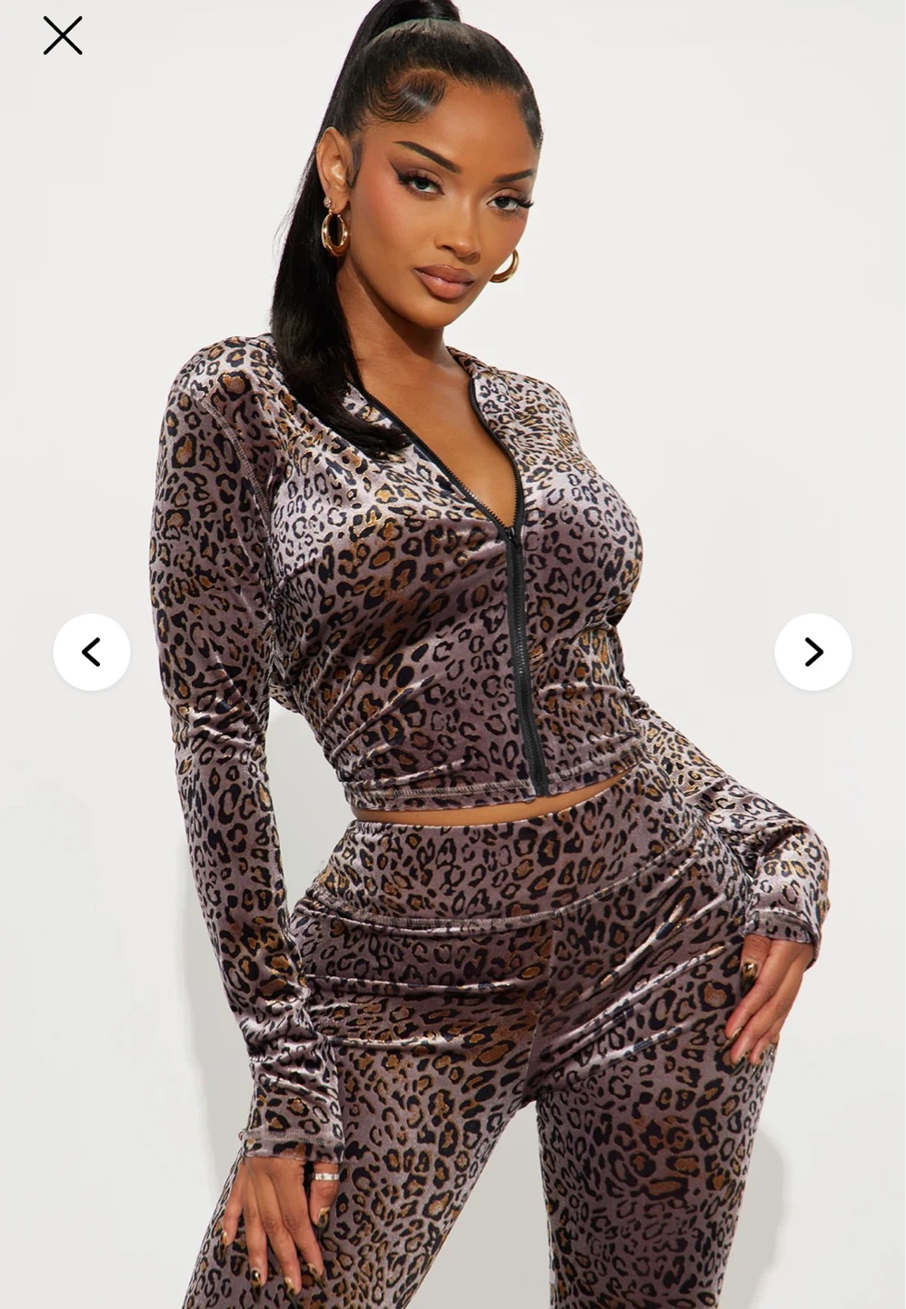 LARGE Fashion Nova Velvet Leopard Pant Set - Brown/Combo