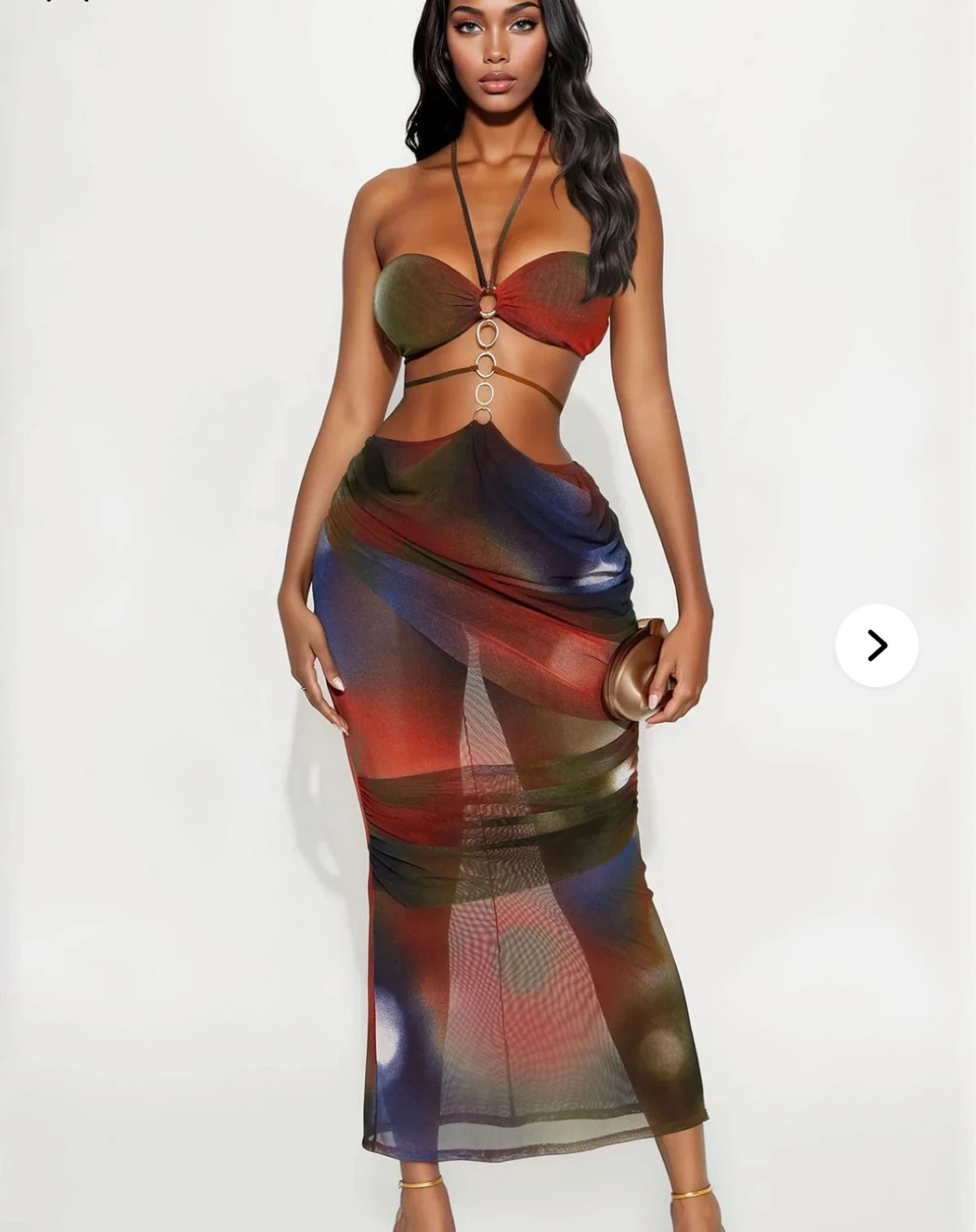 XL Fashion Nova Tie Dye Mesh Maxi Dress