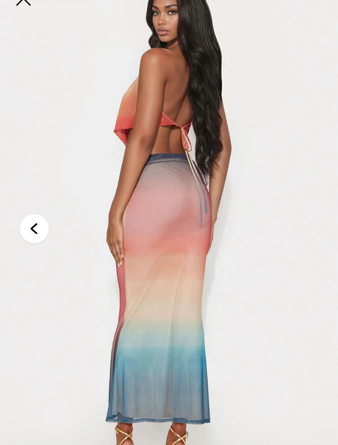 XL Fashion Nova Sundazed Ombre Mesh Maxi Skirt Set Teal/Combo - photo 2
