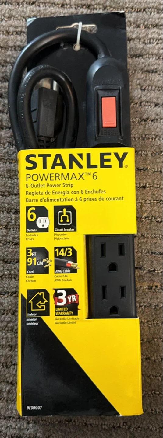 Stanley Powermax 6-Outlet Power Strip with Circuit Breaker