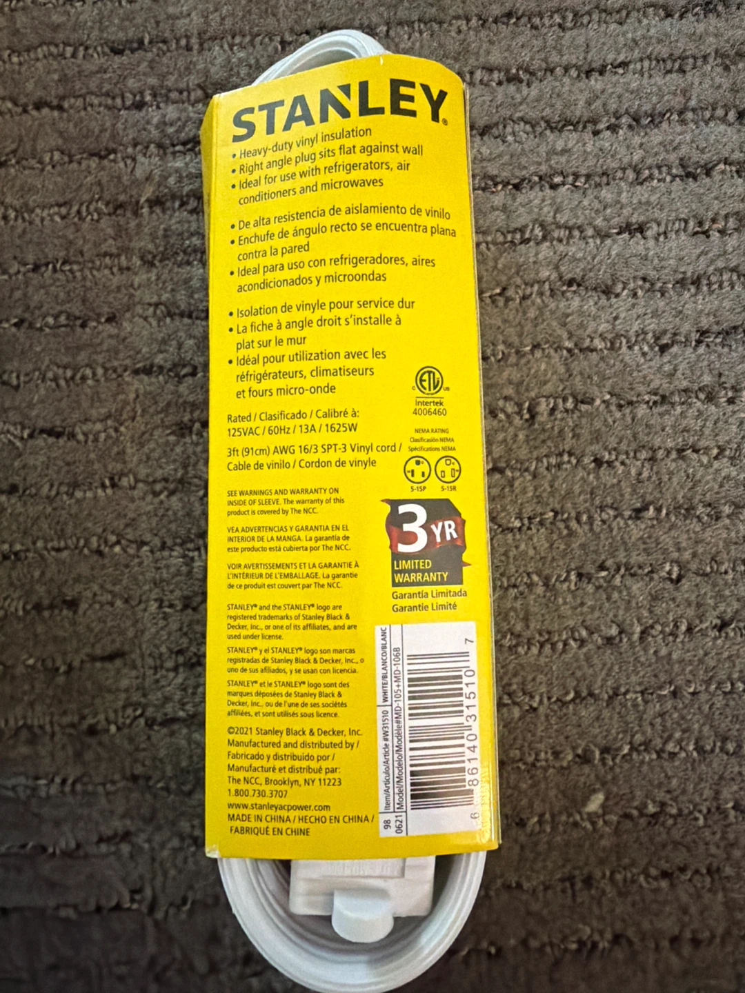 Stanley Appliance Cord 3ft Grounded - photo 2