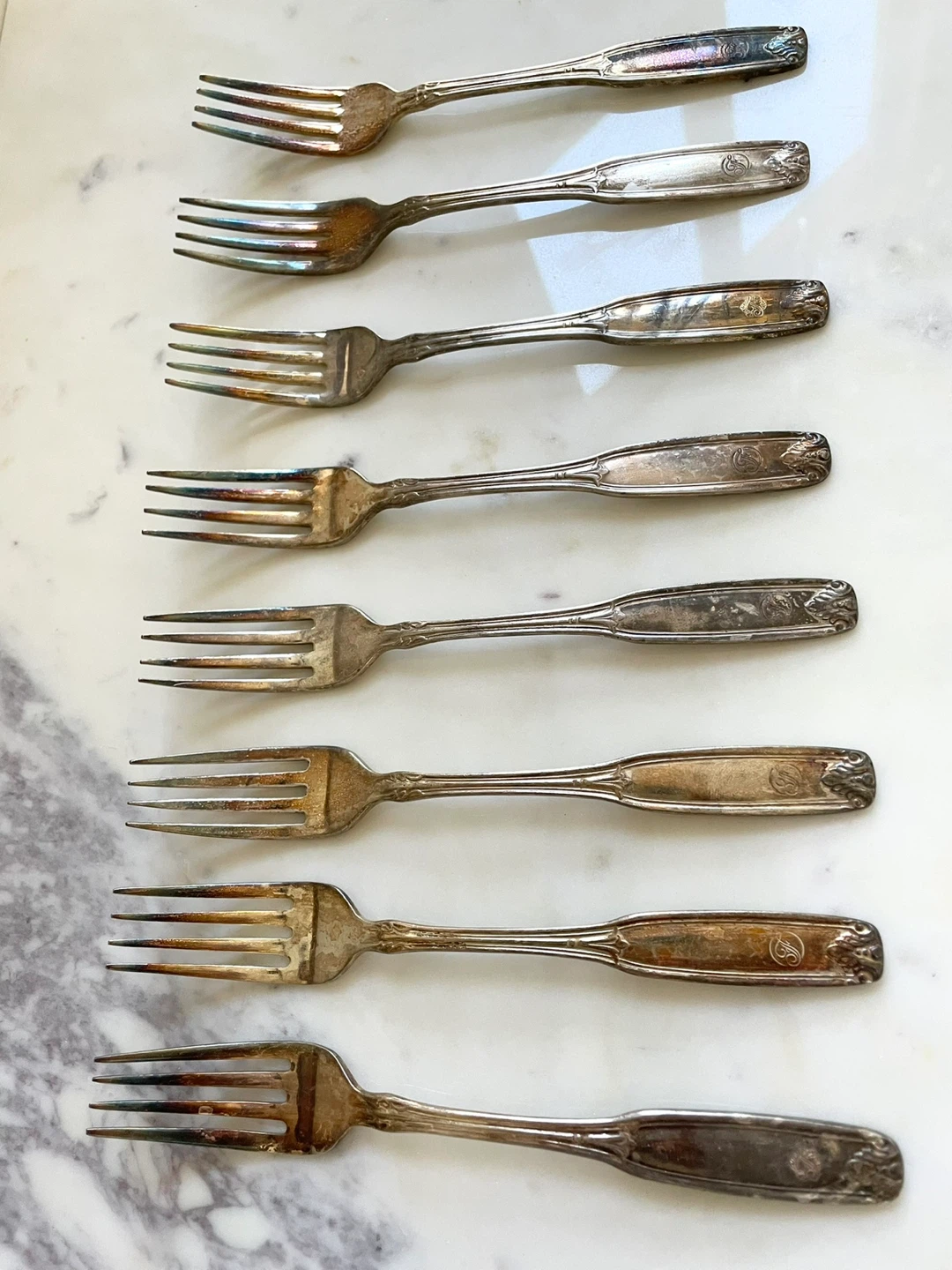 8 Vintage Silver Forks - photo 4