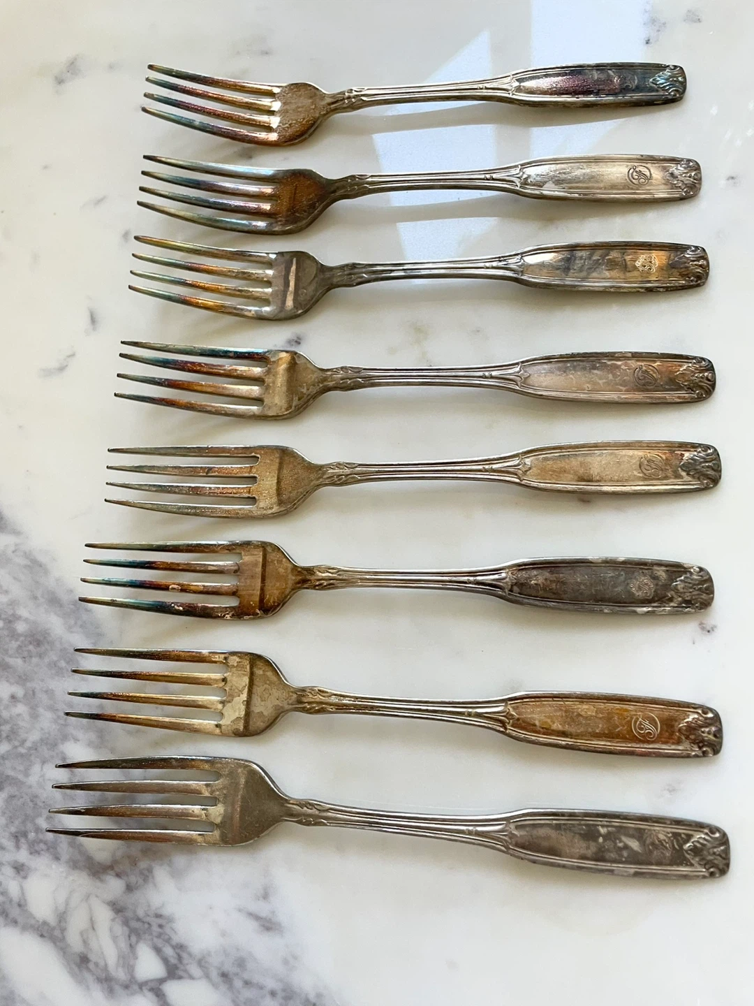 8 Vintage Silver Forks