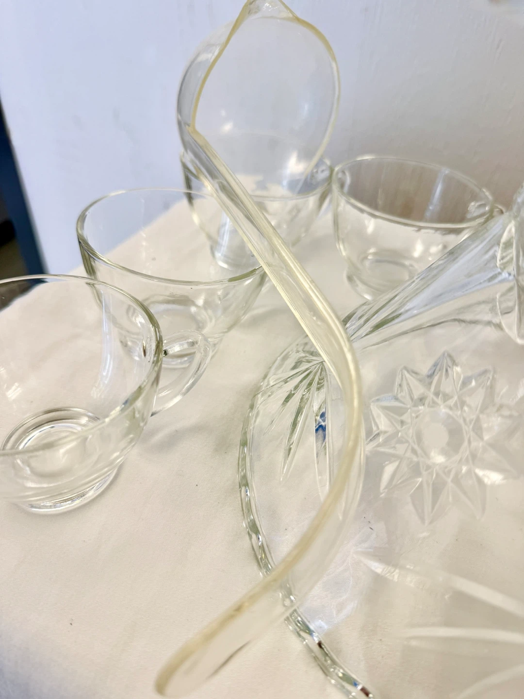 Glass Pedestal Punch Bowl Set with Ladle and Cups - photo 4