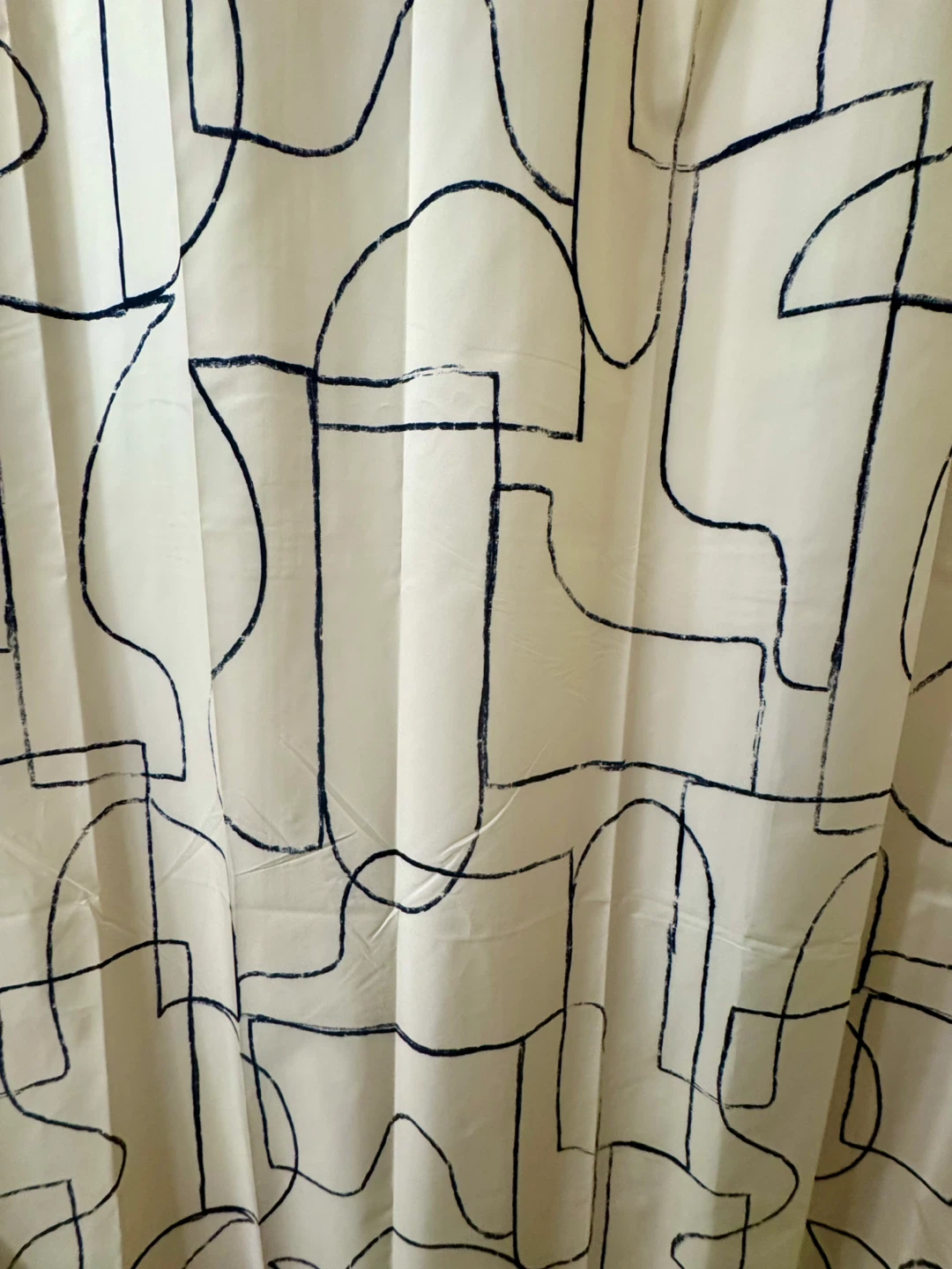 Cream Shower Curtain with Ab black Lines