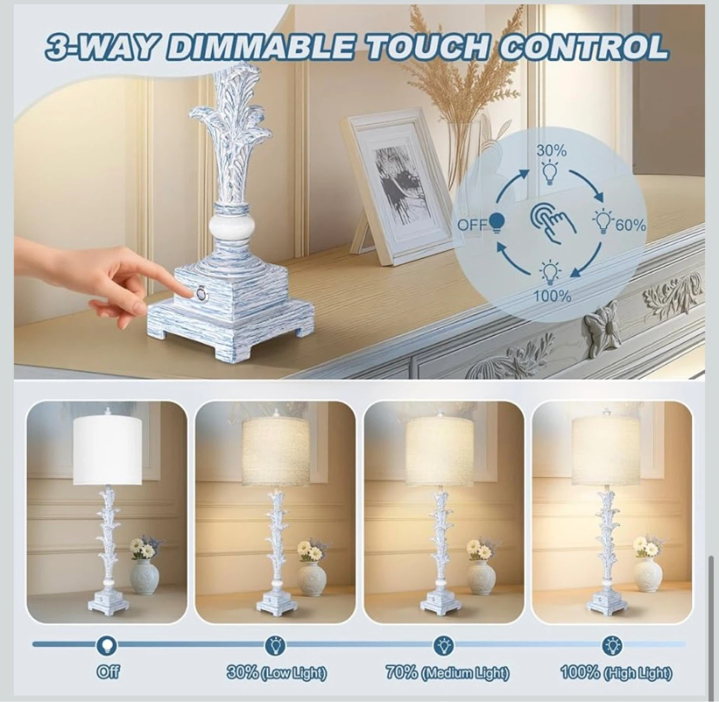 New Tall 33” Table Lamps  USB ports - photo 4
